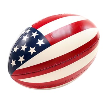 Rugby ball in American national flag color ai generated image