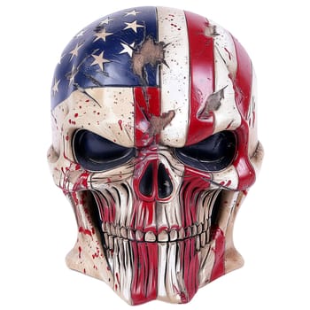 Punisher skull in white and red stripes and stars ai generated image
