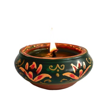 Diwali round hand painted ornament candlelight ai generated image