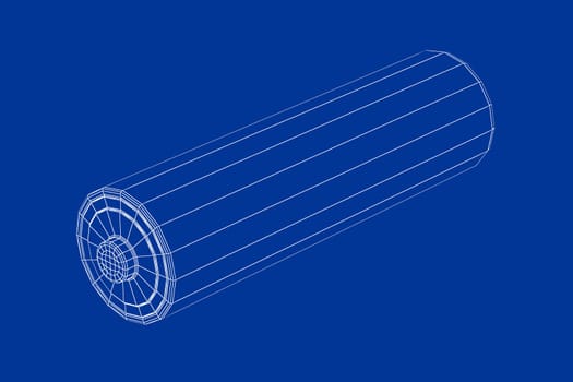 3D wire-frame model of AA size battery