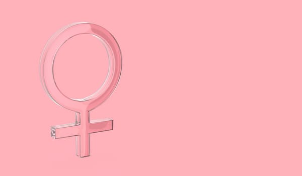 Glass female gender sign on pink background