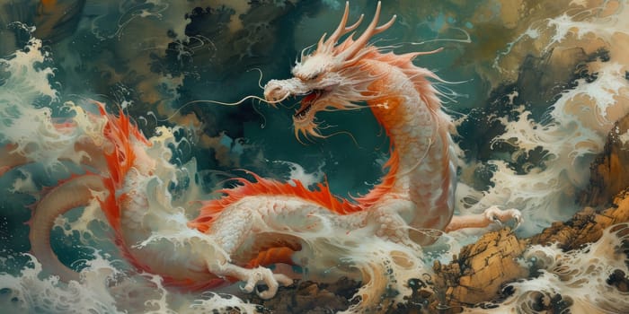 Chinese New Year dragon watercolor background