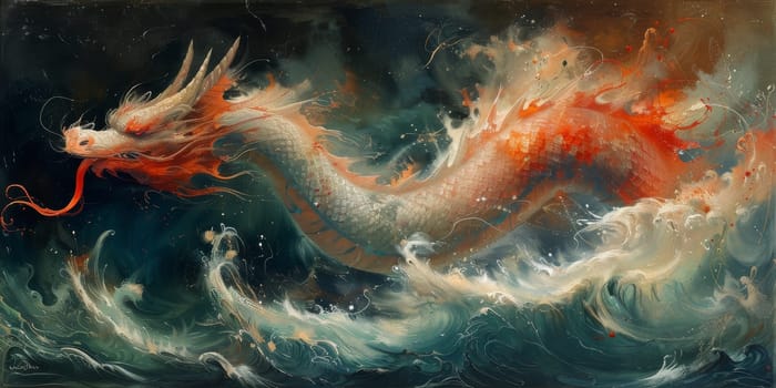 Chinese New Year dragon watercolor background