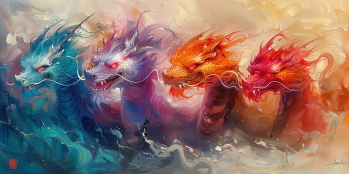 Chinese New Year dragon watercolor background