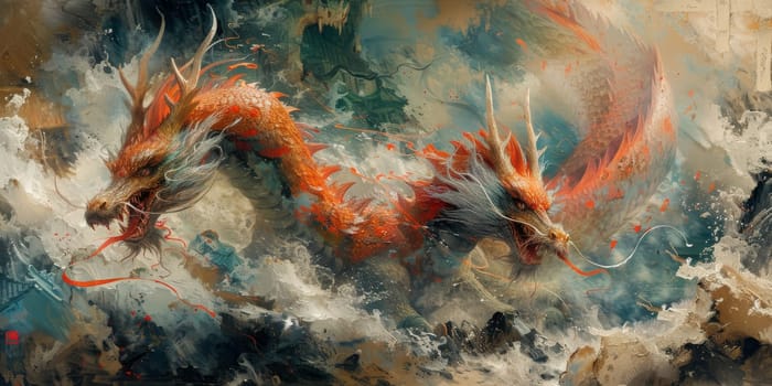 Chinese New Year dragon watercolor background