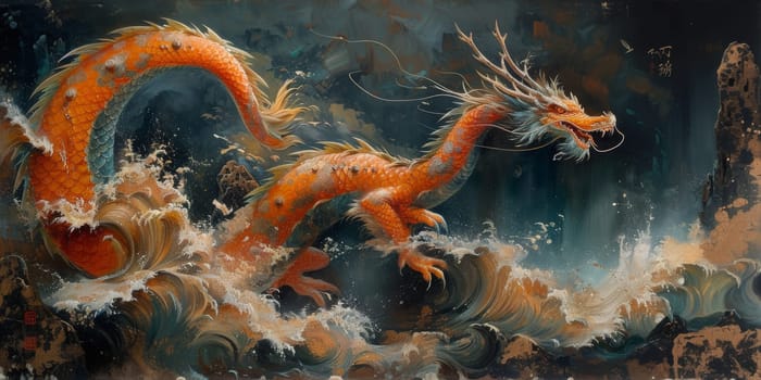 Chinese New Year dragon watercolor background