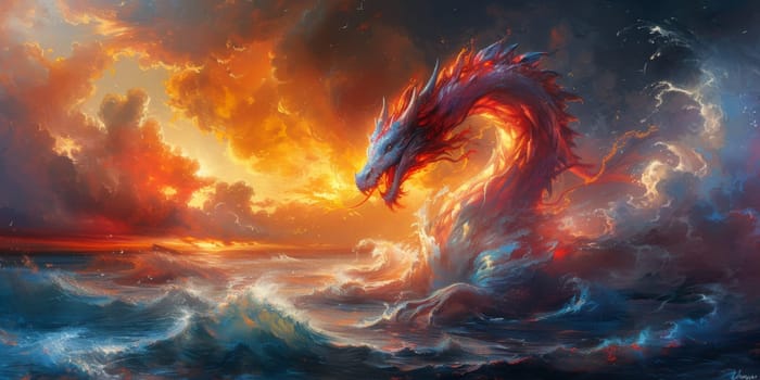 Chinese New Year dragon watercolor background