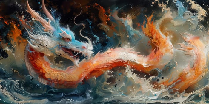 Chinese New Year dragon watercolor background