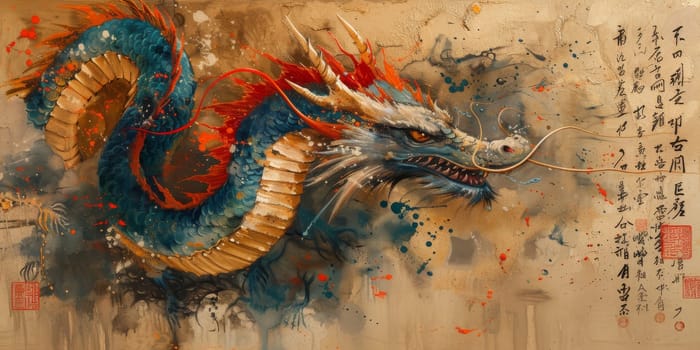 Chinese New Year dragon watercolor background