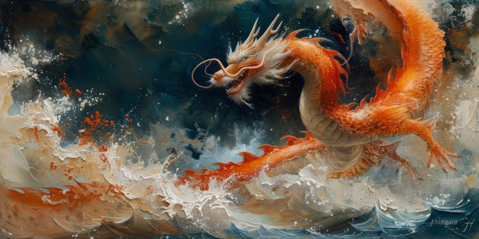 Chinese New Year dragon watercolor background