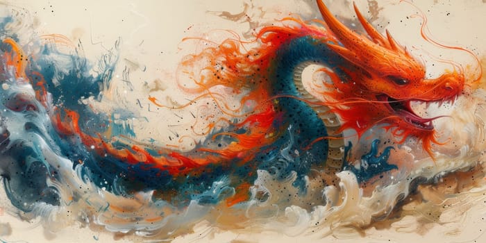 Chinese New Year dragon watercolor background