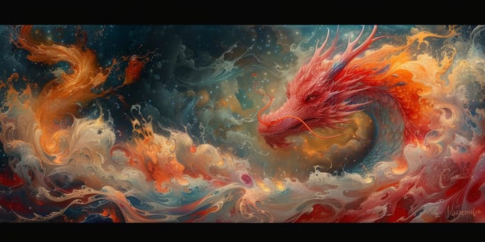 Chinese New Year dragon watercolor background