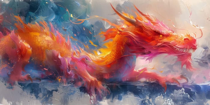 Chinese New Year dragon watercolor background