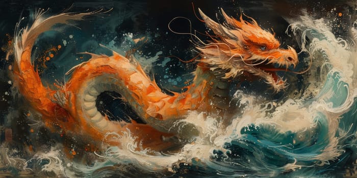 Chinese New Year dragon watercolor background