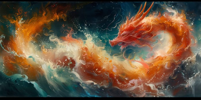 Chinese New Year dragon watercolor background