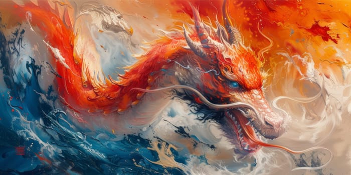 Chinese New Year dragon watercolor background