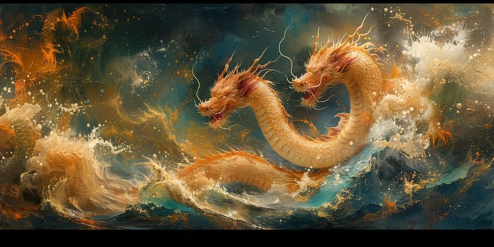 Chinese New Year dragon watercolor background