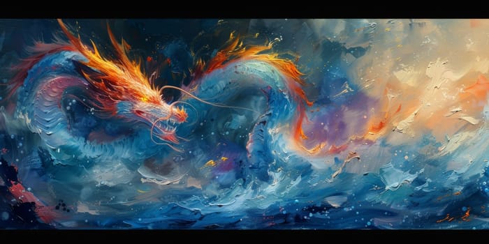 Chinese New Year dragon watercolor background