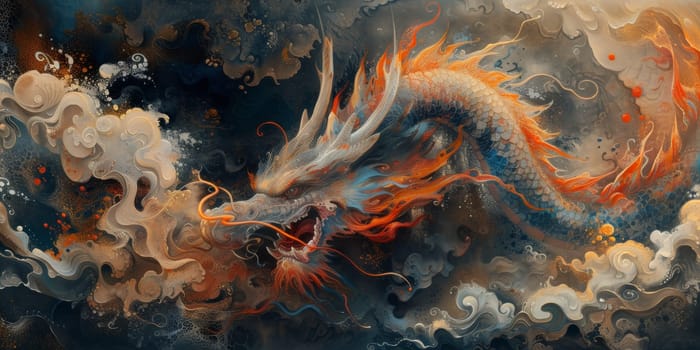 Chinese New Year dragon watercolor background