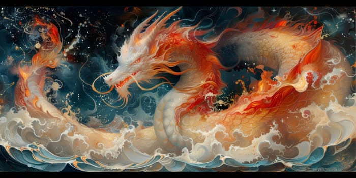 Chinese New Year dragon watercolor background