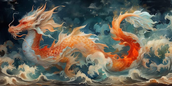 Chinese New Year dragon watercolor background