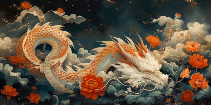 Chinese New Year dragon watercolor background