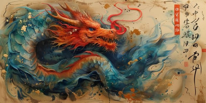 Chinese New Year dragon watercolor background