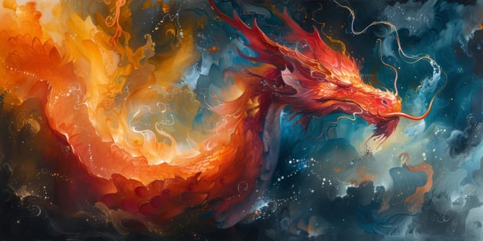 Chinese New Year dragon watercolor background