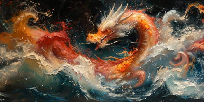 Chinese New Year dragon watercolor background