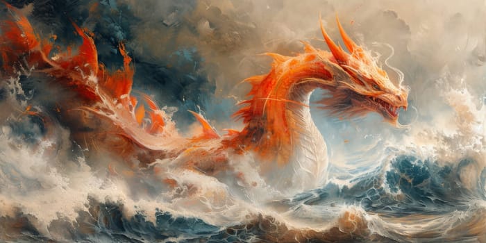 Chinese New Year dragon watercolor background