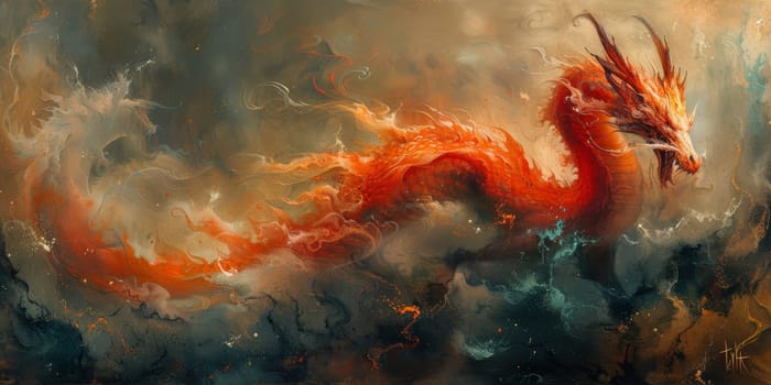 Chinese New Year dragon watercolor background