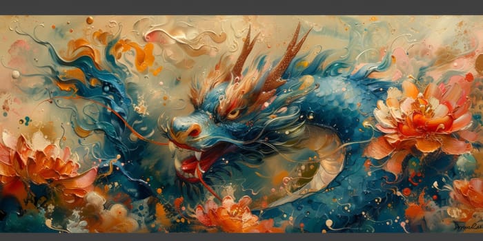 Chinese New Year dragon watercolor background