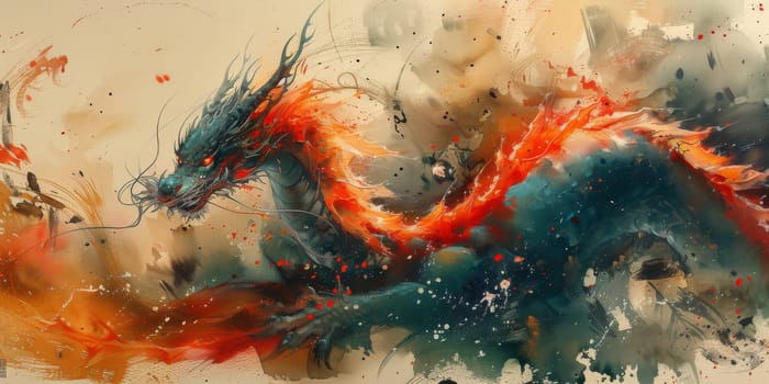 Chinese New Year dragon watercolor background