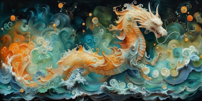 Chinese New Year dragon watercolor background