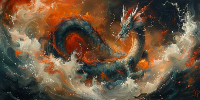 Chinese New Year dragon watercolor background