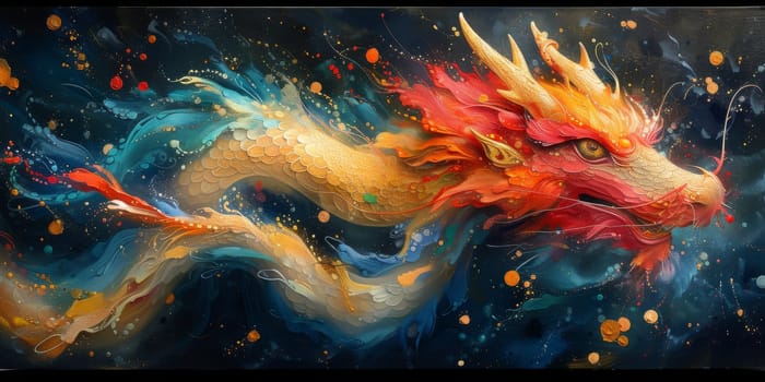 Chinese New Year dragon watercolor background