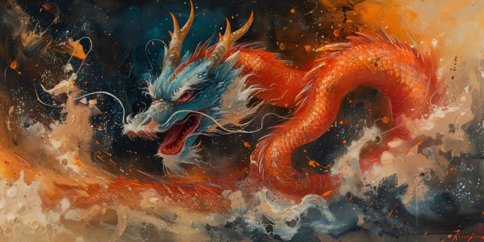 Chinese New Year dragon watercolor background