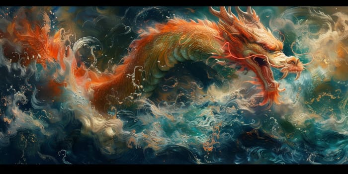 Chinese New Year dragon watercolor background