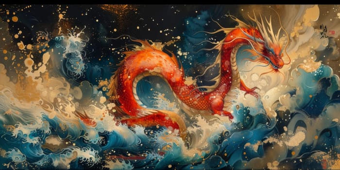 Chinese New Year dragon watercolor background