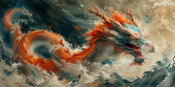 Chinese New Year dragon watercolor background