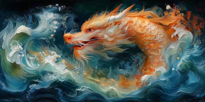 Chinese New Year dragon watercolor background