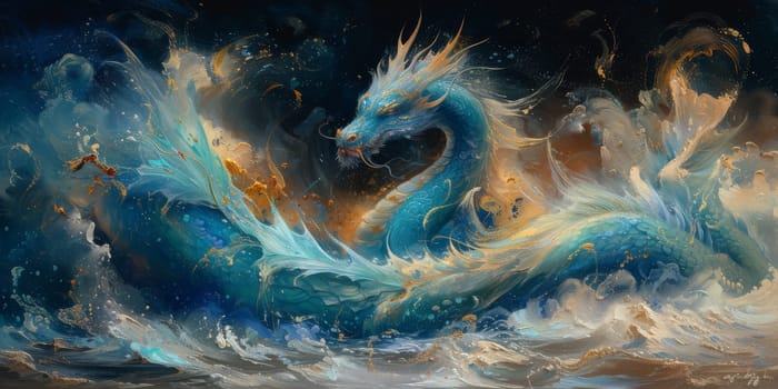 Chinese New Year dragon watercolor background