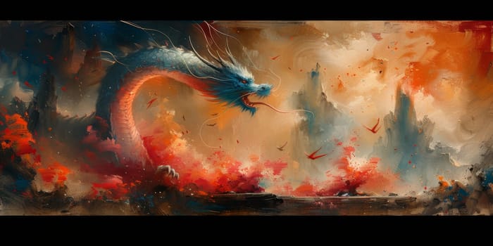 Chinese New Year dragon watercolor background