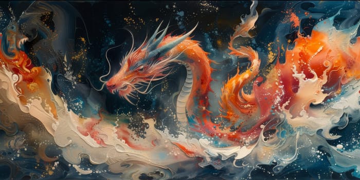 Chinese New Year dragon watercolor background