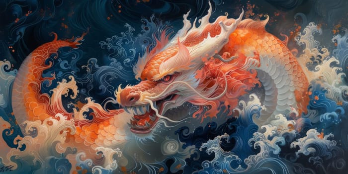 Chinese New Year dragon watercolor background