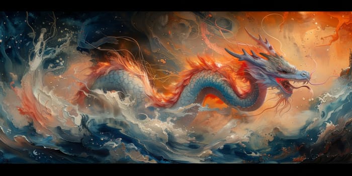 Chinese New Year dragon watercolor background