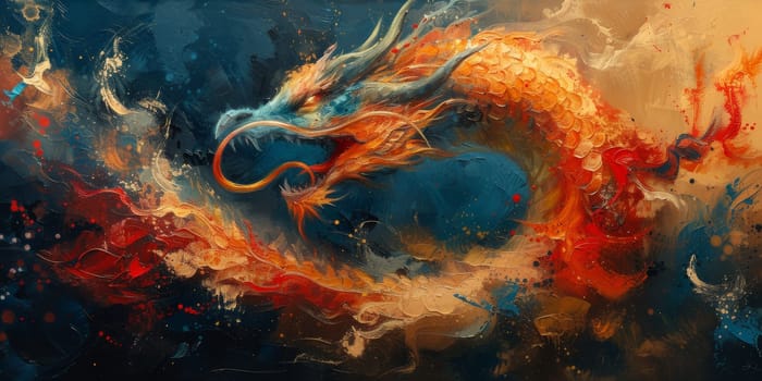 Chinese New Year dragon watercolor background