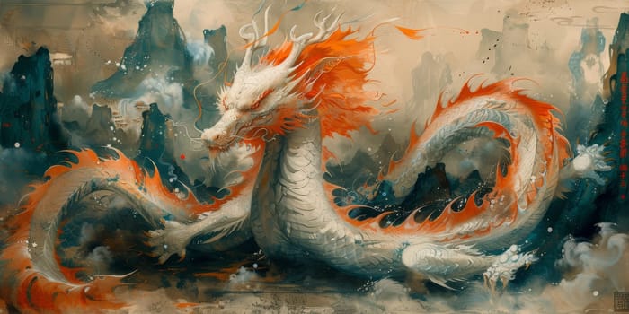 Chinese New Year dragon watercolor background