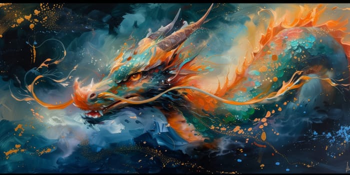 Chinese New Year dragon watercolor background