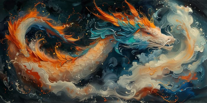 Chinese New Year dragon watercolor background